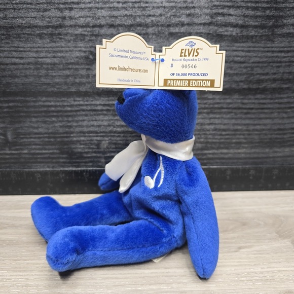 Limited Treasures Elvis Bear Blue Beanie Plush Premier Edition 9in - #546 - Rare - Picture 4 of 12